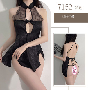 Night piano sexy underwear cheongsam uniform passion temptation hot hollow sexy non-take-off pajamas a generation of 7152