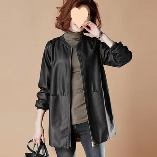 Foreign-style spring coat lady really good leather coat lady clearance short mother spring dress upscale fat people women's clothing fashion