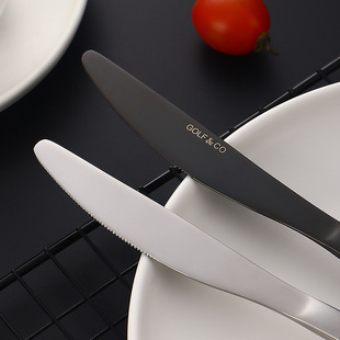 Titanium plated 520 series stainless steel tableware 4 components Western steak knife fork spoon manufacturers wholesale large favorably