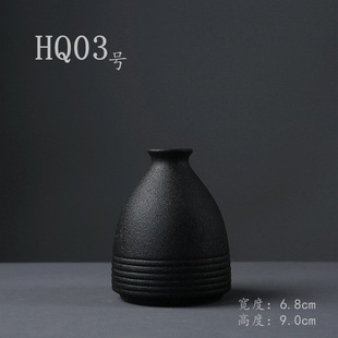 Black Pottery Zen Ceramic Small Vase Flower Insert Japanese Hydroponic Container Flower Vessel Flower Way Home Gardening Tea Ceremony Ornaments