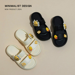 Little Bee sandals women's summer wear thick bottom non-slip cute cartoon slippers summer home shit feeling ladies