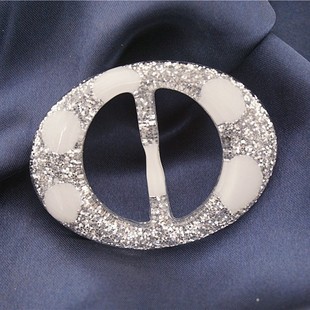 Front yellow horizontal oval resin jade color medium coffee marble pattern Japanese buckle three buckle