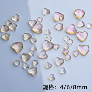 New nail art jewelry wholesale transparent ice through gold love nail art stickers diamond color glitter powder accessories resin diamond