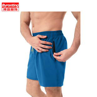 European and American men's swimming trunks zipper pocket two-in-one beach pants men's anti-embarrassment quick-drying anti-splashing lined shorts