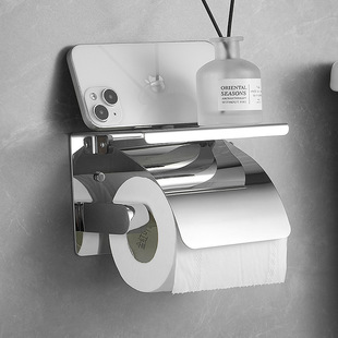 Roll paper holder stainless steel toilet bathroom hotel toilet cell phone tissue holder toilet paper rack thickened wall hanging
