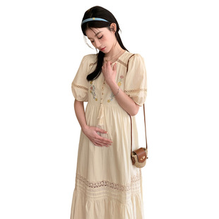 Real Shot in stock Summer New Embroidered dress Ethnic Style Holiday Skirt Maternity Dress