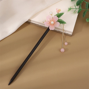 Antique Hairpin Tassel Wooden Hairpin Imitation Ebony Headwear Disc Hair Simple Accessories Ancient Dress Hairpin Women's Hair