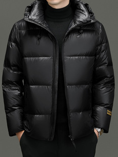 Winter black gold high standard goose down suit men's extremely cold thick warm 90 goose down short hooded detachable couple's coat men