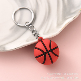 Factory direct new creative pvc simulation Football basketball tennis key chain accessories spot