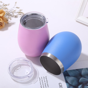 Amazon Eggshell Cup 304 Stainless Steel Red Wine Rainbow Paint Thermos U-shaped Belly Egg Cup Factory Wholesale