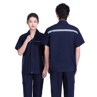 Summer Work Clothes Customized Men's Thin Breathable Short-sleeved Factory Clothes Work Clothes Maintenance Machine Repair Work Clothing Construction Clothing