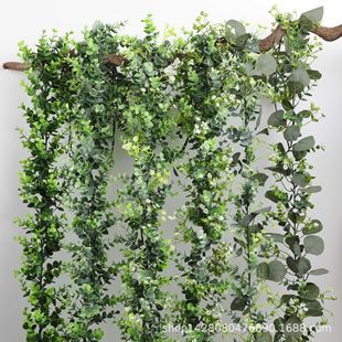 Simulation eucalyptus vine eucalyptus leaves creeper green leaf vine false flower ceiling leaf plant flower vine wholesale