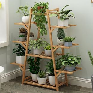 Balcony Decorative Flower Shelf Storage Rack Multi-layer Indoor Floor-standing Flower Pot Rack Fleshy Plant Household Living Room Green Prune