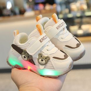 Spring and Autumn 0-1-3 Years Old sneaker Men's and Women's Breathable Mesh Shoes Toddler Infant Soft Bottom Non-slip Lighting