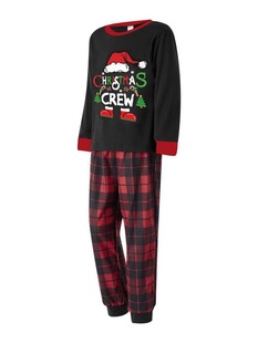 2024 Parent-Child Clothes Family Decoration Family of Three Four Fall/Winter Cotton Christmas Parent-Child Home Clothes Pajamas suit