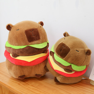 Sandwich Kapibala Doll Plush Toy Hamburger Capybara Pillow Cloth Doll Doll Internet Popular Cute Gift