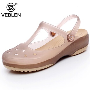 VEBLEN Hole Shoes Women's Sandals Summer New Style Outer Wear Slippers Thick Sole Non-slip Seaside Holiday Beach Shoes Sandals