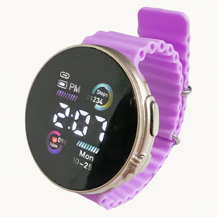 New cross-border hot-selling round ocean watch children's fashion simple sports student LED electronic watch wholesale