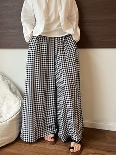 [Double Pocket] Real-shot Cotton Silk Culottes Wide-leg Loose Paid Pants Women's Summer Cool Shake Pants Big Legs