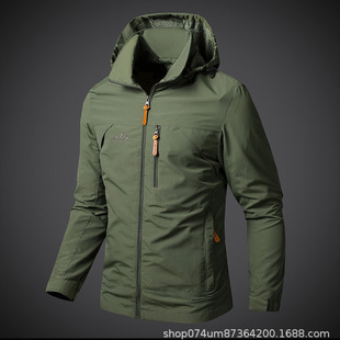 8817 Spring and Autumn Thin Quick-drying Charge Jacket Removable Hooded New Young and Middle-aged plus size Breathable Coat Jacket