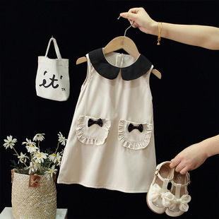 Girls dress Summer New Children's Sweet Sleeveless Vest Dress Kids Baby Elegant Doll Collar Princess Dress