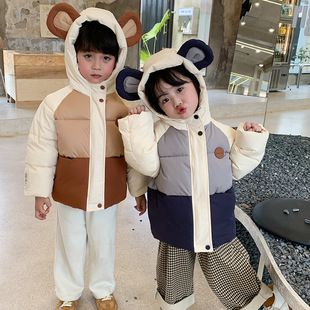 Amazon Kids 2024 новый детский пуховик хлопчатобумажная одежда Корейская версия мужского и женского пола мультфильм хлопчатобумажная куртка для детей
