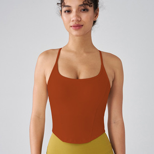 Thin Shoulder Strap Yoga Sling Beauty Back Medium Strength Top Sports Vest One-piece Bra Fixed Cup Sports Underwear