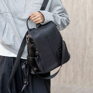 2025 New Shoulder Top Layer Cowhide Travel Backpack Women's High-Level High-Capacity Cross-Border Anti-Theft Backpack