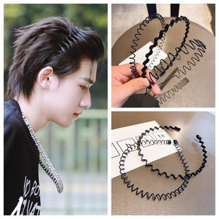 Simple Men's Invisible Headband Black Wave Headband Face Wash Mask Gadget Out Sports Headwear Hair Card