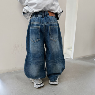 Boys' casual jeans 2024 children's spring new medium and big children's fashionable Korean style all-match Denim straight trousers