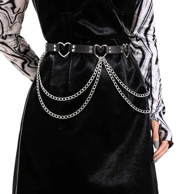 New cross-border punk heart all-match fashion chain decoration fun adjustable binding belt stage performance belt