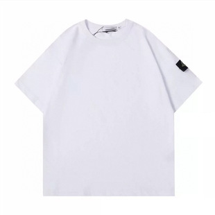 Cross-border Stoneh Stone Classic Armband Solid Color Casual Pullover Short-sleeved T-shirt for Men and Women High Street Basic ius