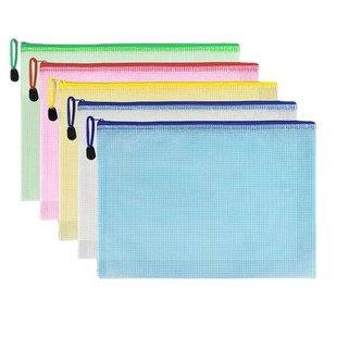Grid File Bag with Label, Transparent Waterproof A4 Document Bag, Plastic Zipper Test Paper Bag, File Bag, Subject Bag