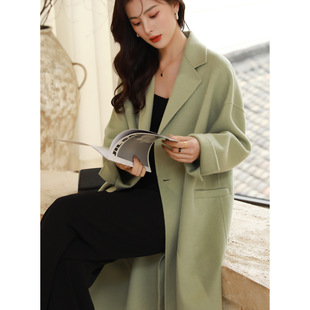 Endy Double-Sided Wool Coat Women's Autumn and Winter New High-Level Fashionable Elegant Mid-Long Alpaca Wool Coat