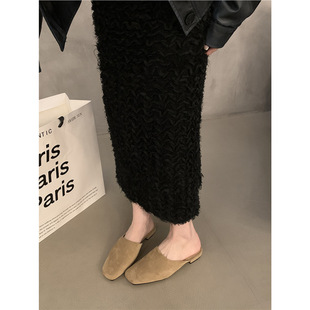 Baotou Half Slippers Women's Summer New Retro French Style Elegant Casual Low Heel Slip-on Square Toe Mueller Shoes Single-layer Shoes
