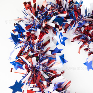 Cross-border Independence Day Garland Ribbon Strip Holiday Decoration Rubia Pentacle Decoration Wool Strip Porch Decoration