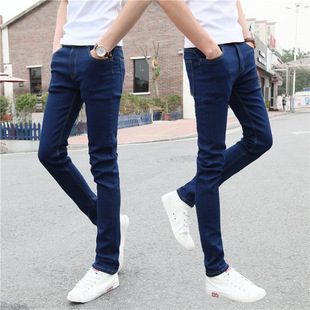 Summer stretch jeans Korean slim fit skinny men's tight pants boys youth pants thin