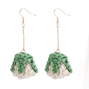 New Cross-border Three-dimensional Rose Rafi Grass Earrings Bohemian Vacation Fashion Handmade Crocheted Earrings