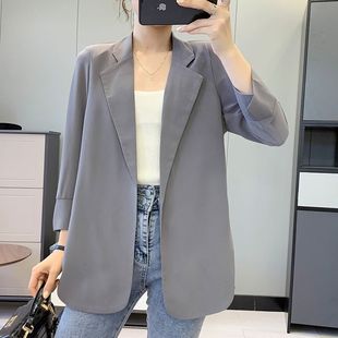 Chiffon small suit jacket for women 2023 spring and summer new Korean style loose sun protection clothing mid-length air conditioning cardigan thin fashion