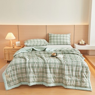 2025 New Plaid Solid Color Washed Cotton No Print Style Xinjiang Cotton Summer Quilt Summer Cool Quilt Quilt Core