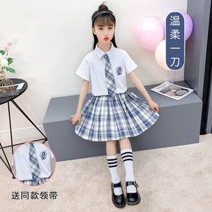 Girls' Summer Dress 2025 New suit Skirt College Style Fashionable School Children's JK Uniform Two-Piece Fashionable Set