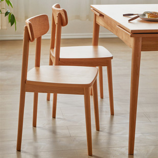 [Green Chair] Nordic Solid Wood Cherry Wood Dining Chair Modern Simple Home Backrest Restaurant Japanese Style Solid Wood Dining Chair