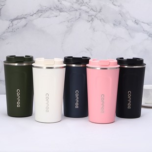Foreign trade new stainless steel double-layer coffee cup creative mark office Cup car portable thermos cup wholesale