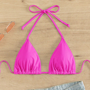 2025 New Aliexpress European and American Sexy Lace-Up Bikini Bra with Breast Pads Beach Hot Spring Swimsuit Women's Tops