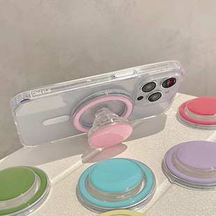 Macaron Candy Color Round Magnetic Bracket Holder Airbag Telescopic Desktop Wireless Charging Mobile Phone Solid Color Lazy Bracket
