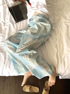Can be worn externally Летние мультяшные полосатые пижамы женские весенне-осенние внешнеторговые брюки можно носить на улице