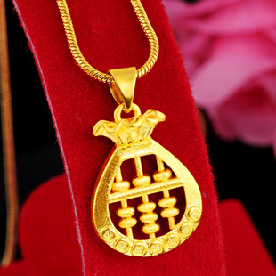 Brass gold-plated Abacus pendant Vietnam sand gold Abacus earrings jewelry O-chain fashion jewelry for girlfriend direct supply