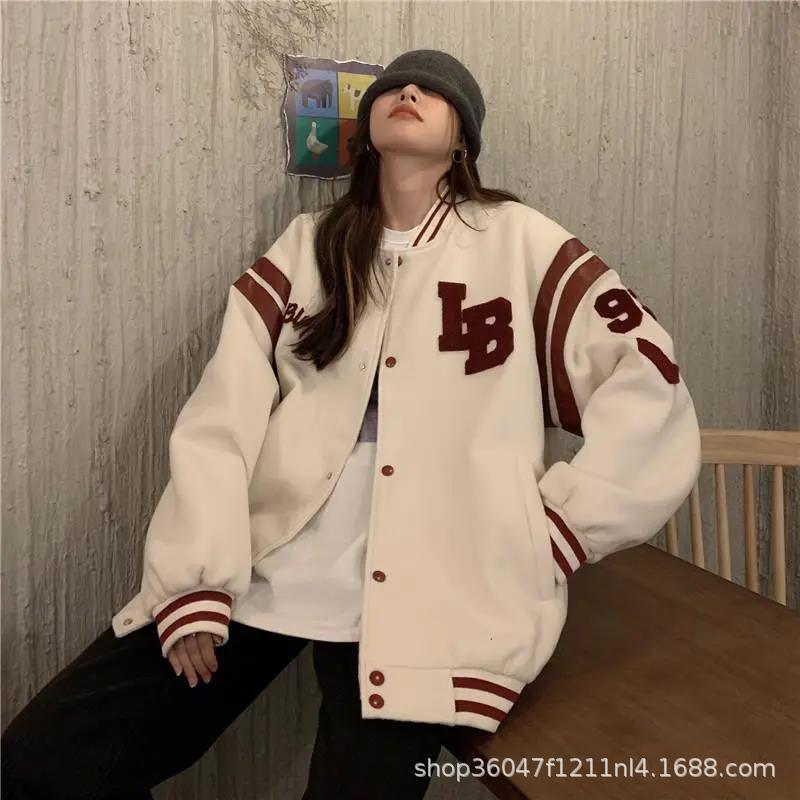 Baseball Suit Women's Autumn and Winter 2021 New Loose Korean Style Cardigan Sweater Jacket Salt Style Fried Street Coat Top