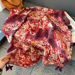 2024 new scarf women's cotton and linen high-end designer printed soft skin-friendly shawl 180 * 90cm
