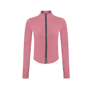 Новый воротник-стойка Slim-Fit Спортивная одежда для бега и фитнеса на молнии эластичные узкие пальцы куртка для йоги с длинным рукавом